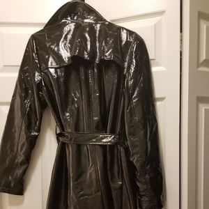 Chic patent leather trench coat